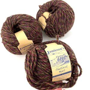 Jamieson's Shetland Marl Chunky‎ 100% Pure Shetland Wool Yarn 3 Skeins Merlot